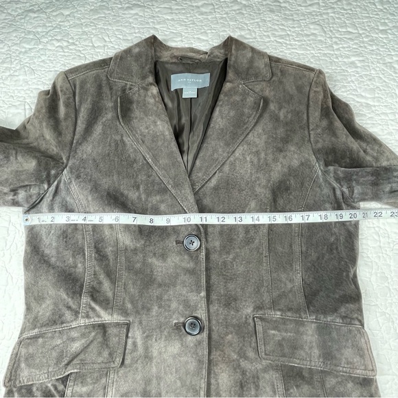 🔥Y2K Ann Taylor Brown Chocolate Suede Blazer 100% Leather Preppy Jacket Women 14 - Picture 13 of 16